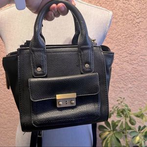 3.1 Philip Lim mini satchel bag crossbody bag pre loved black pebbled leather.